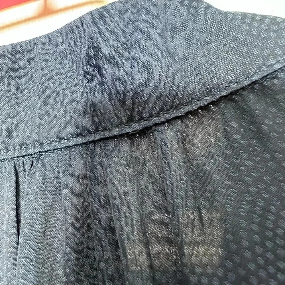 Denver Hayes Blouse Sleeveless U-Shape Neckline Semi-Sheer Peplum Blue Sz Medium - Picture 12 of 16
